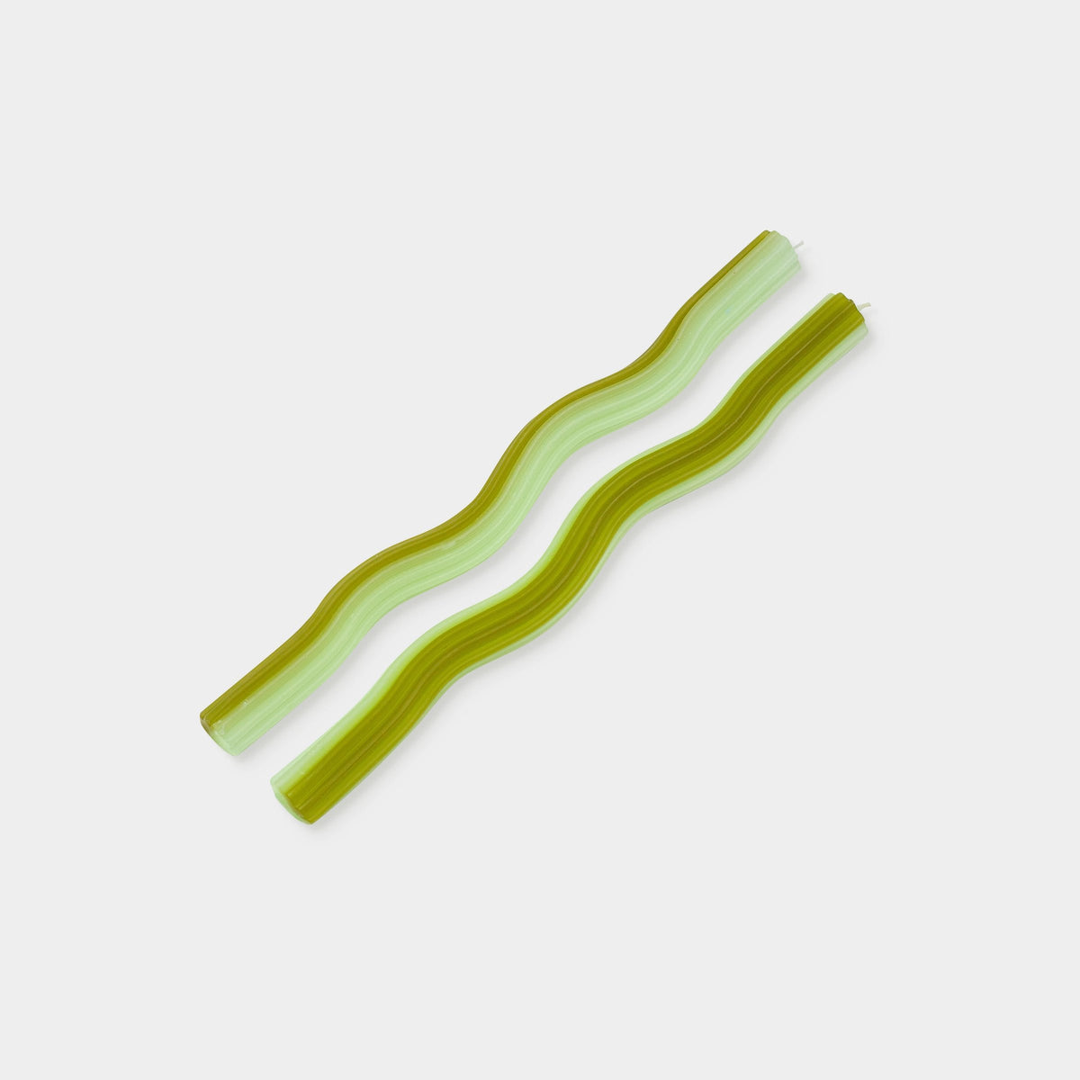 Wiggle Green Tapers with Brass Holder