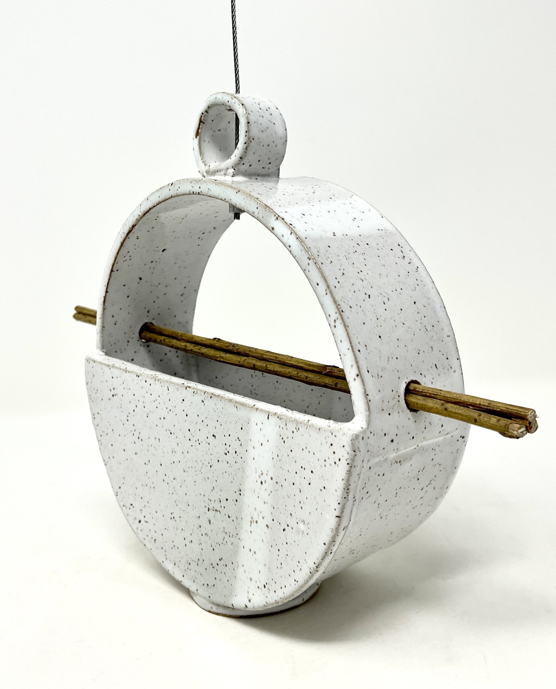 Speckled White Circle Bird Feeder