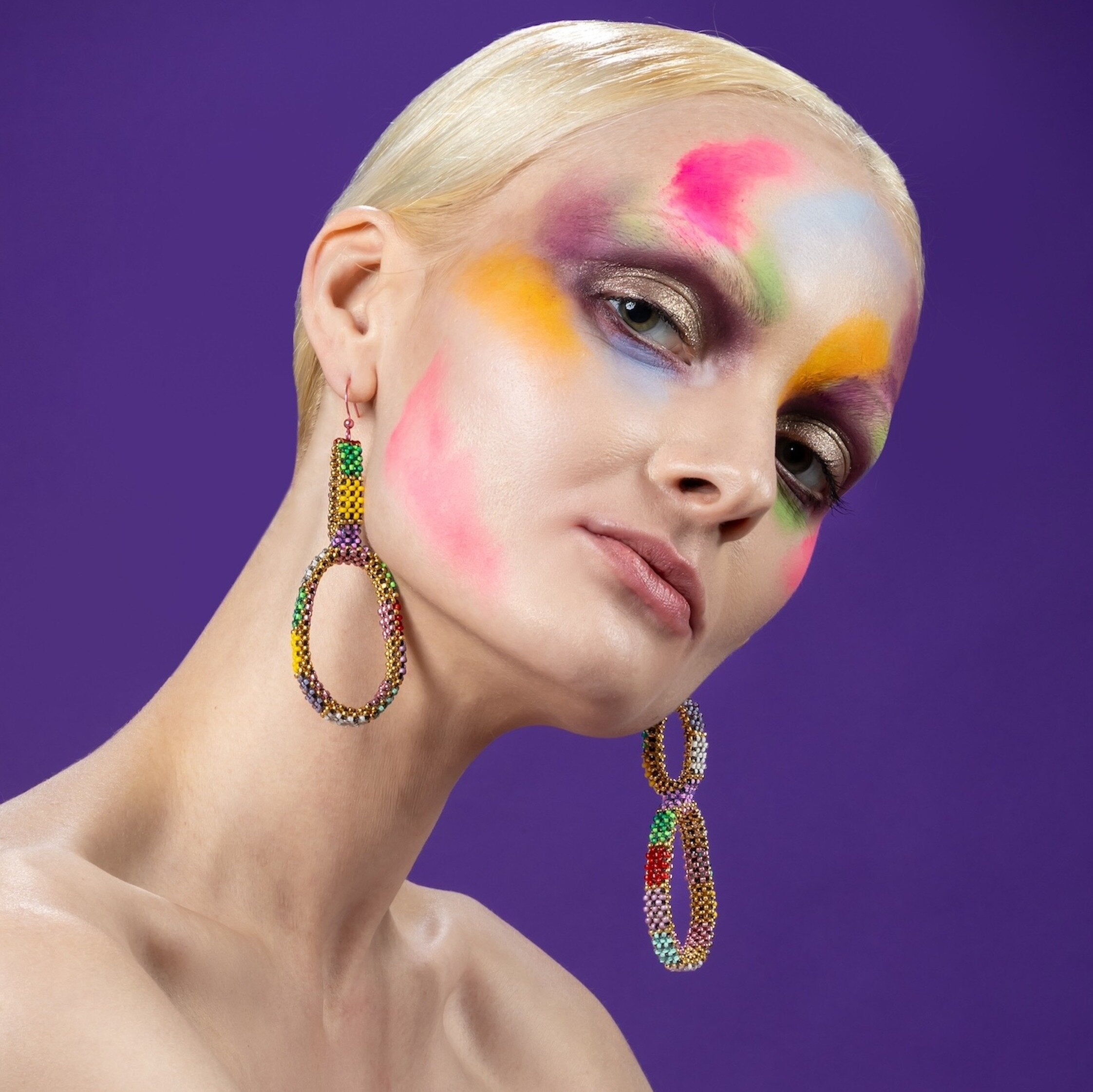 Harlequin Double Hoops Earrings