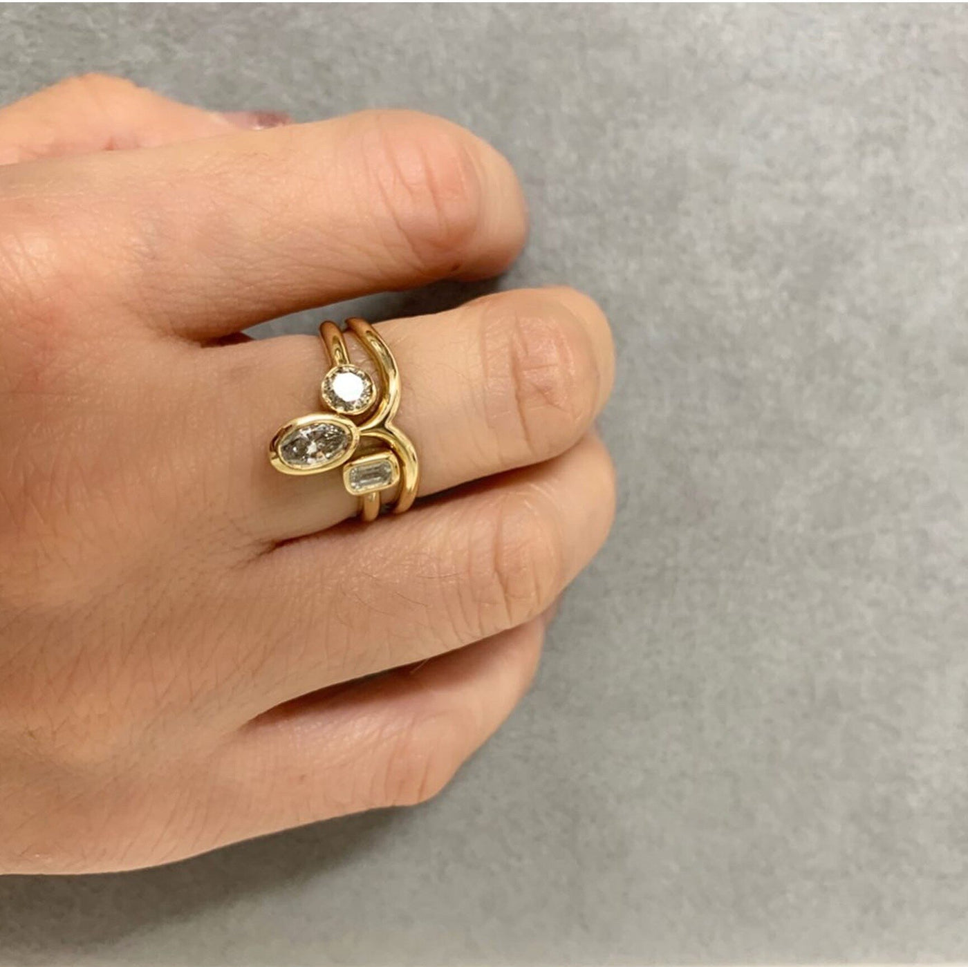 Round Emerald Stacking Ring Set