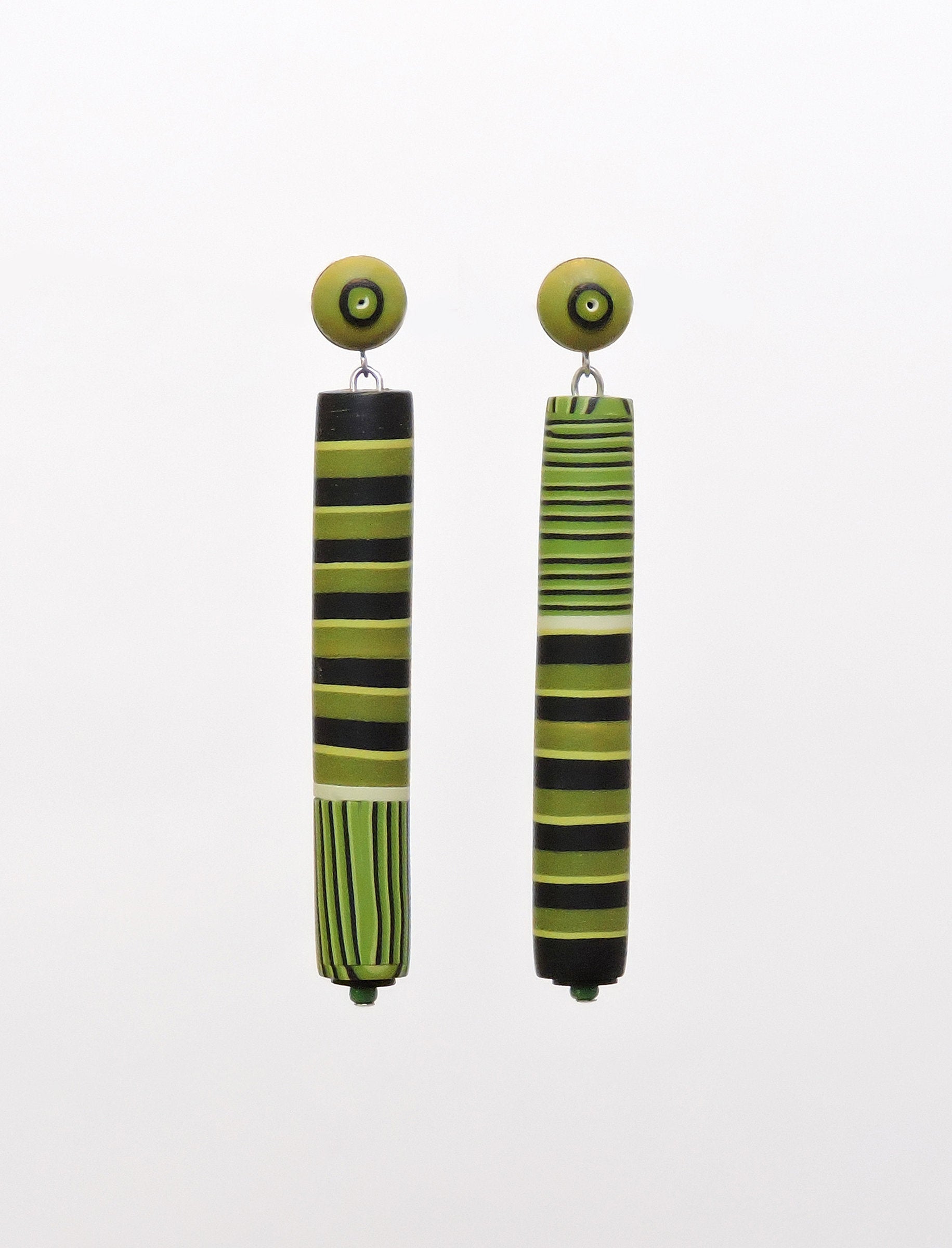 Green Tube Post Earrings