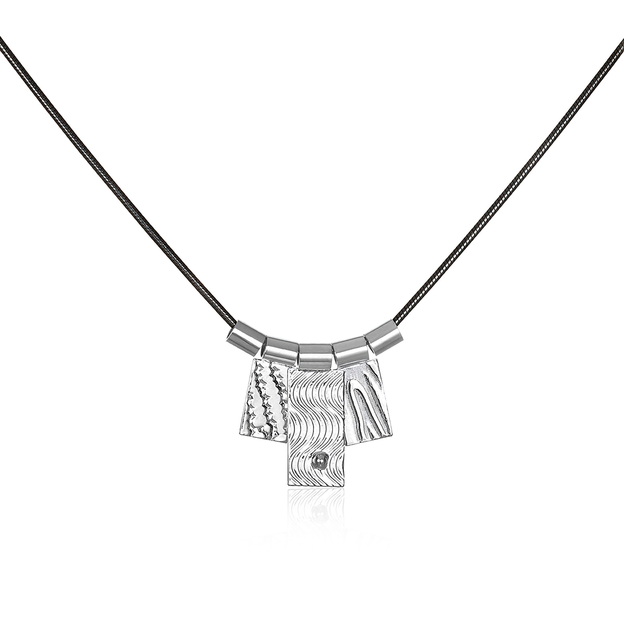Silver Three-Tab Necklace