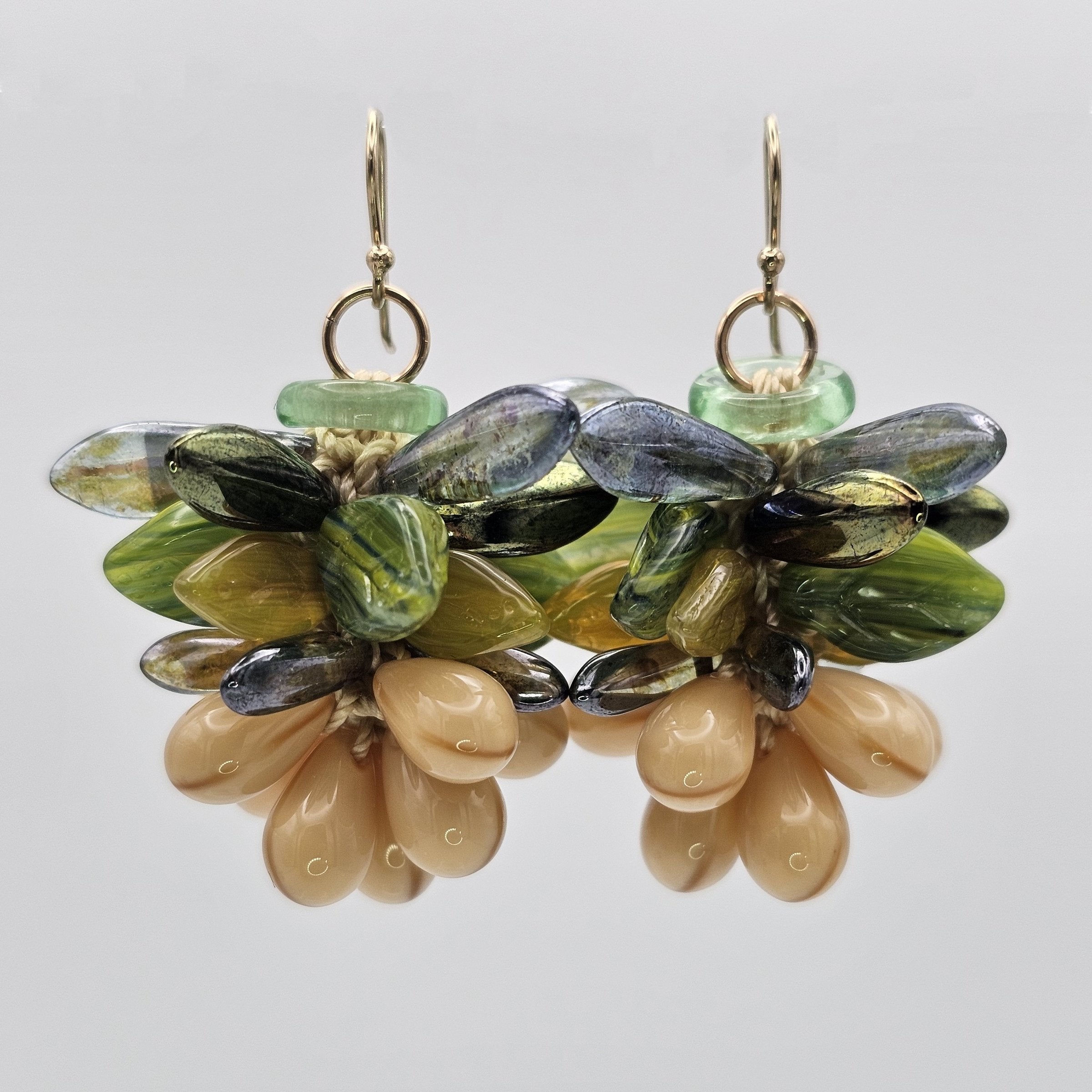 Gold & Sage Cluster Earrings