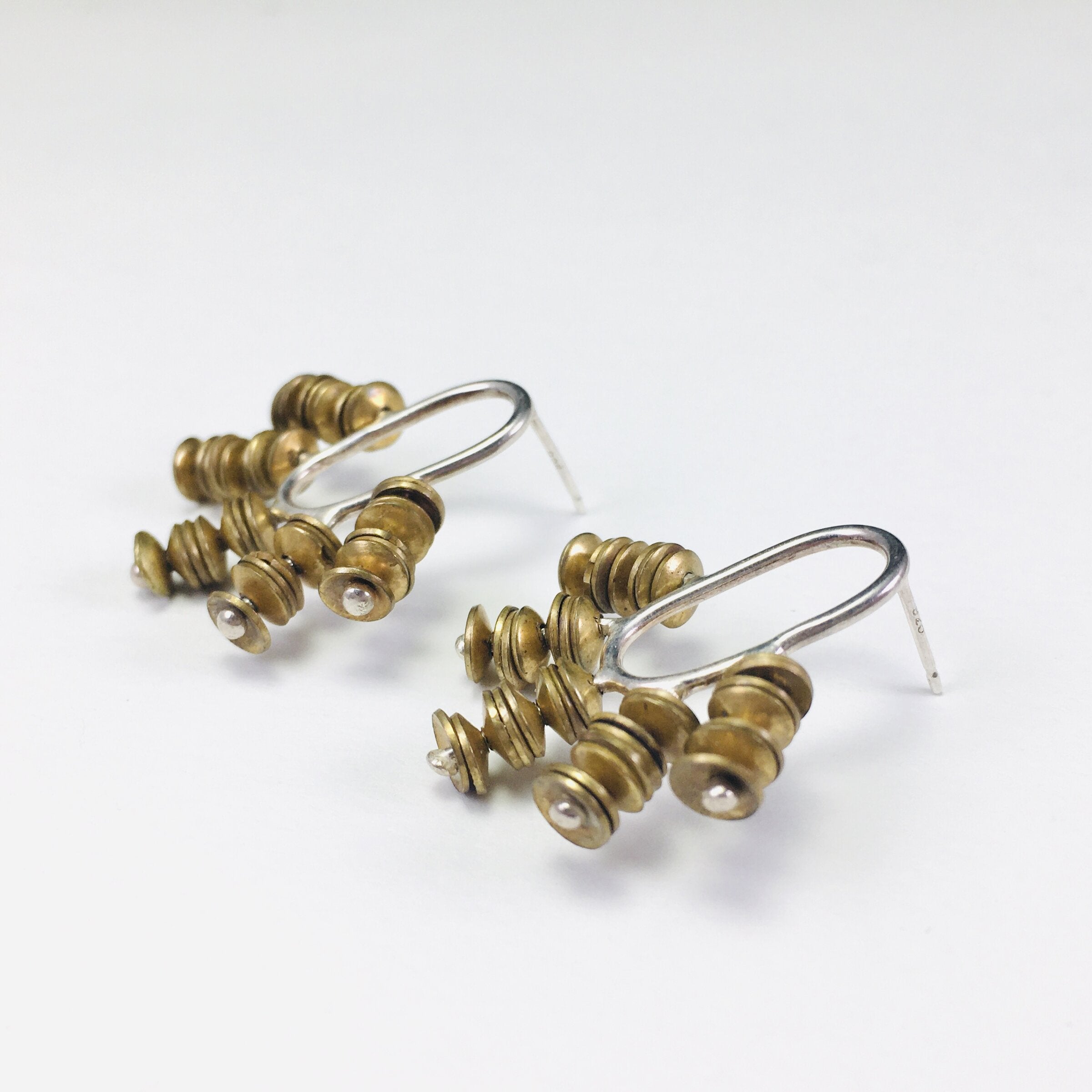Brass Oval Half Moon Earrings