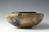 Vessel Turned from Buckeye Burl, African Blackwood Inlay