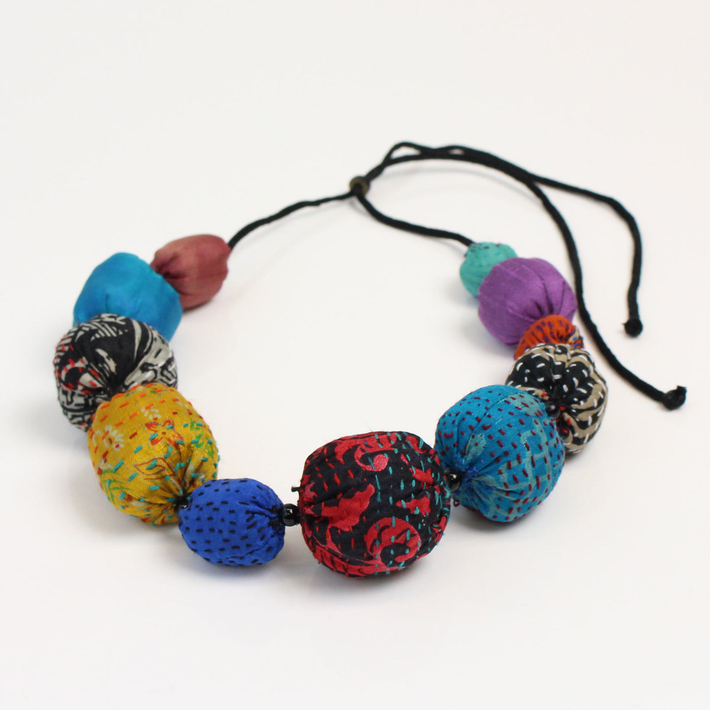 Rainbow Silk Kantha Convertible Necklace