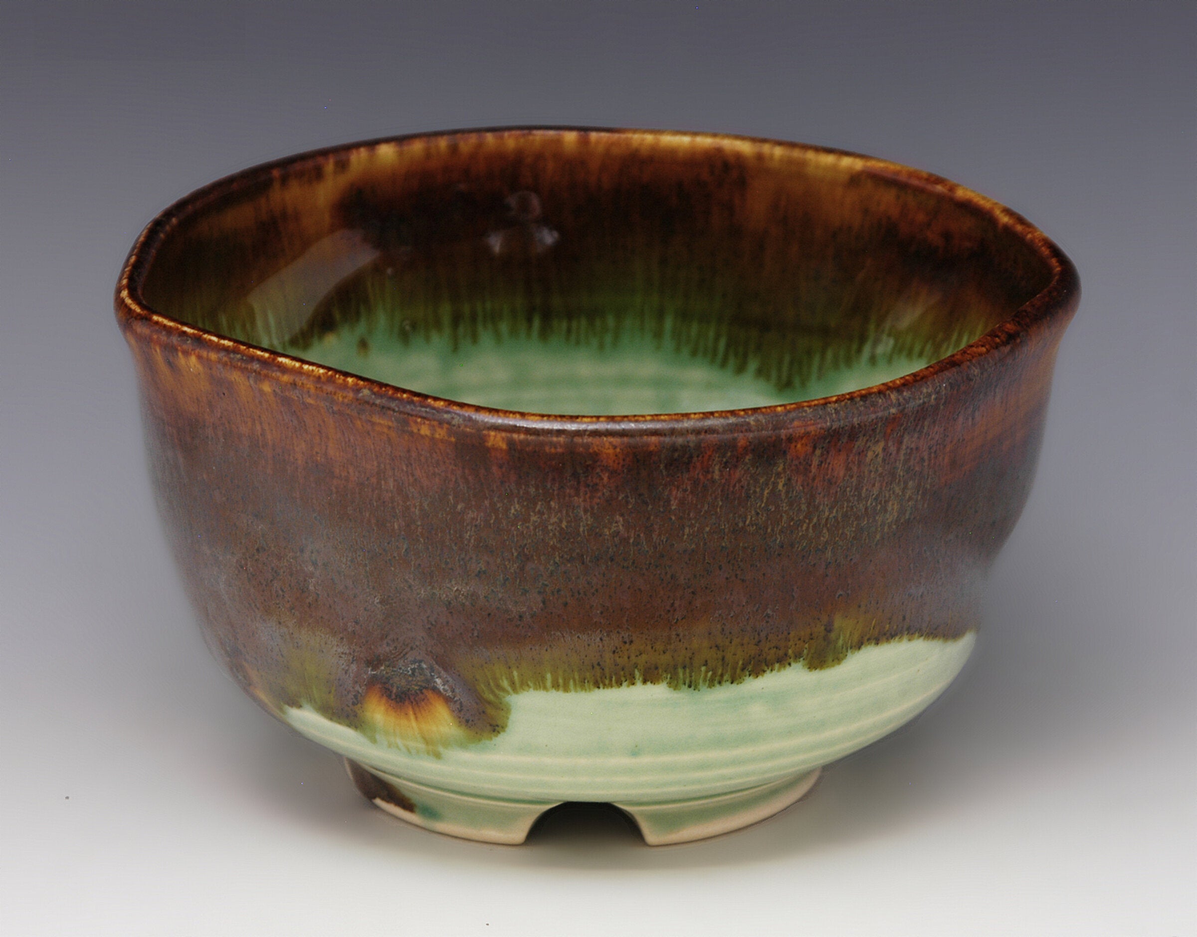 Brown and Green Porcelain Bowl