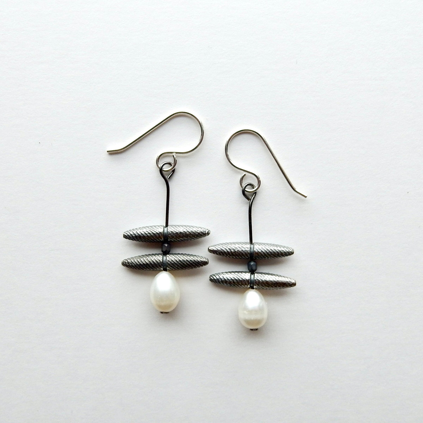 Silver & Pearl Stacked Earrings