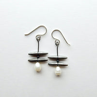 Silver & Pearl Stacked Earrings