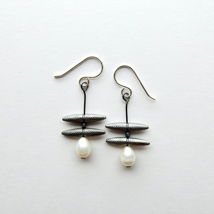 Silver & Pearl Stacked Earrings