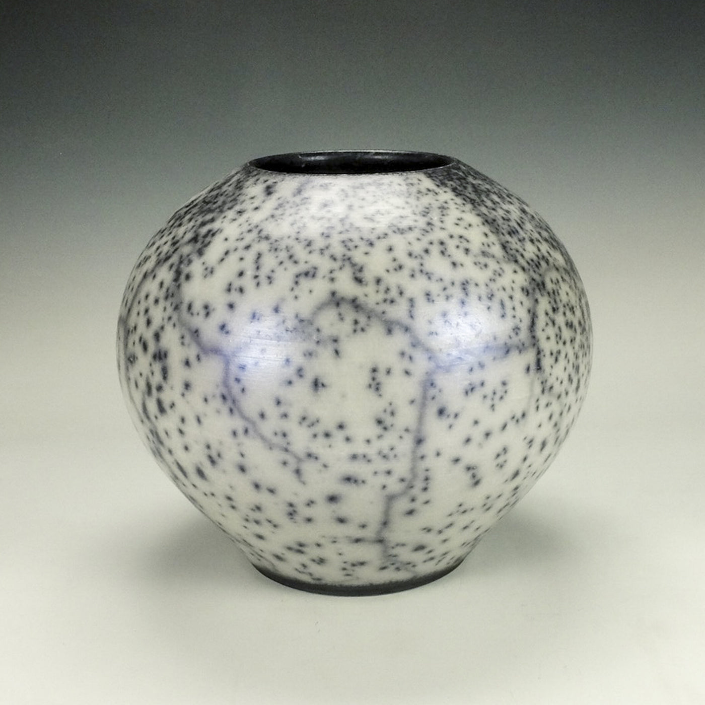 Naked Raku Jar with Blue Blush