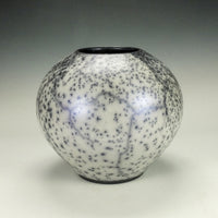Naked Raku Jar with Blue Blush