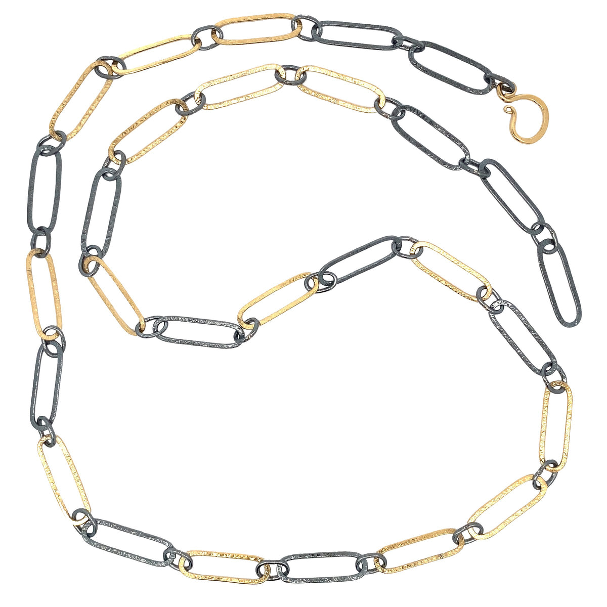 Black & Gold Textured Oval Chain