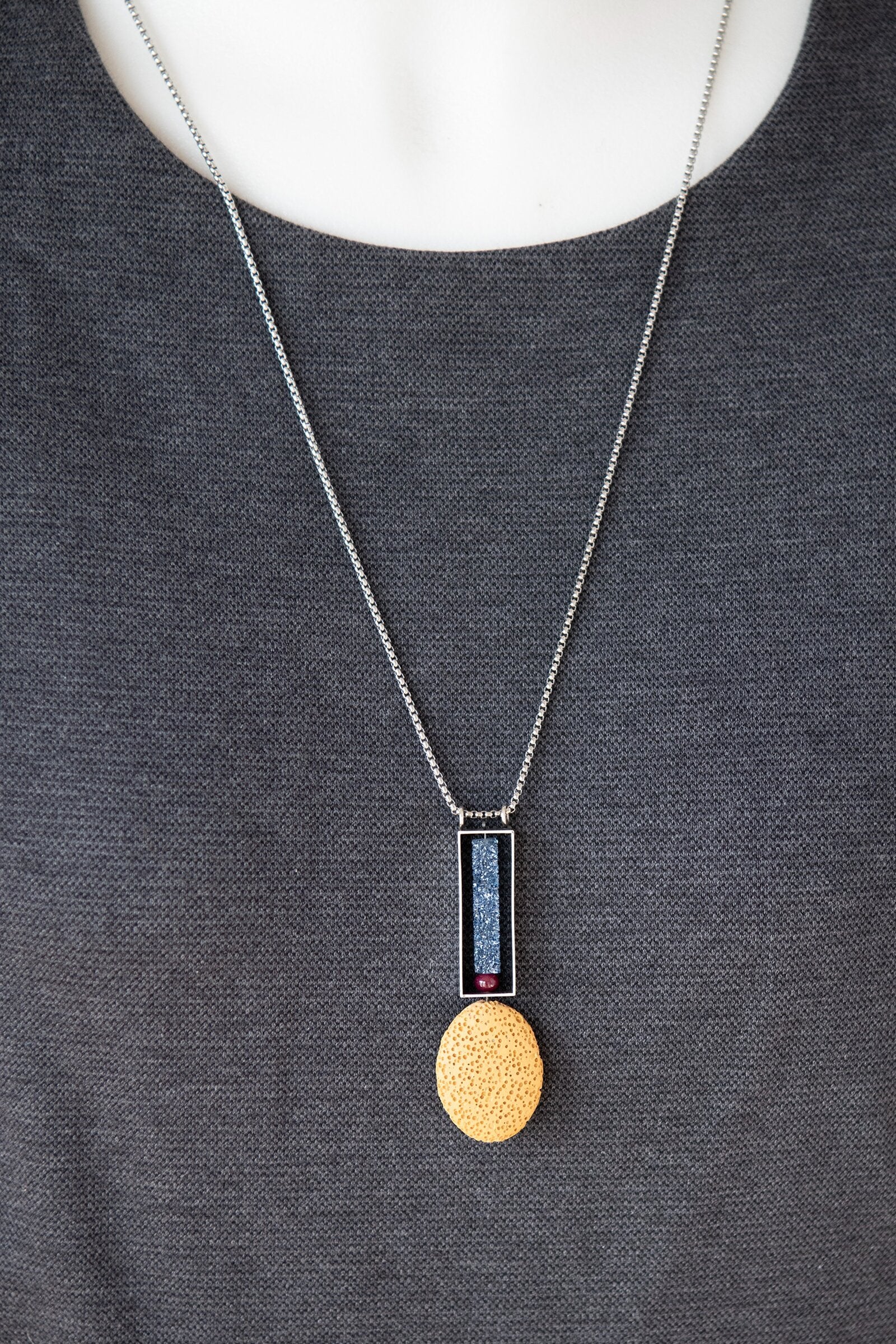 Ochre Lava & Crystal Pendant