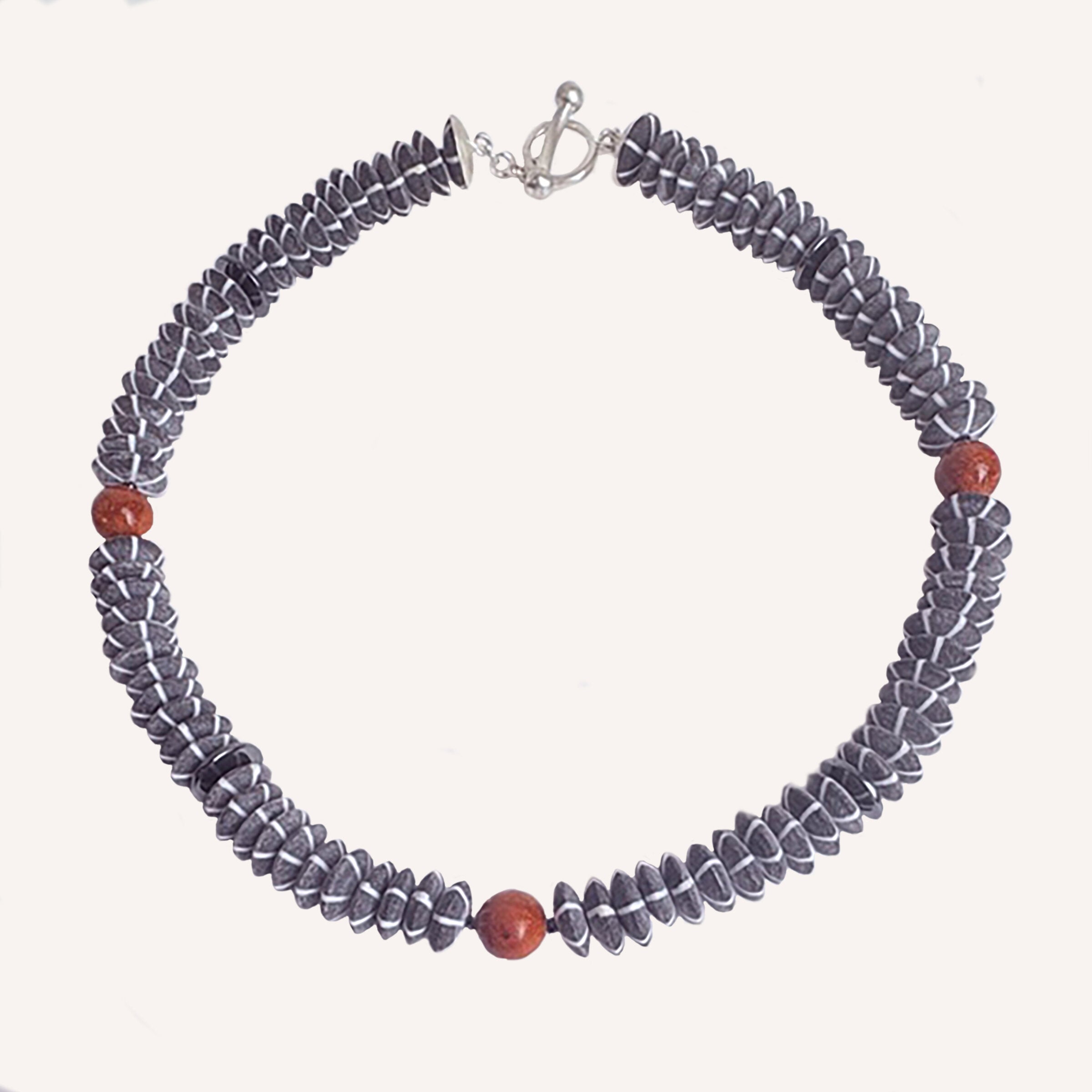 Buffalo Horn, Sponge Coral & Hematite Necklace