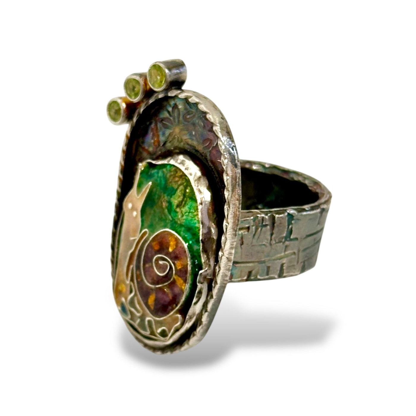Cloisonne Garden Snail Ring