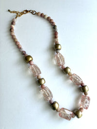 Opal Stone & Matte Gold Necklace