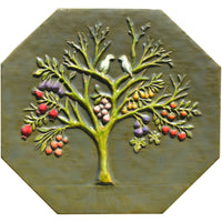 Magic Fruit Tree Octagon Wall Tile in Olive Green