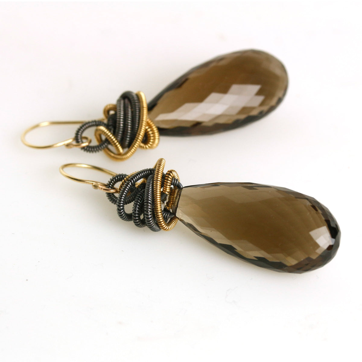 Mixed-Metal & Smoky Quartz Earrings