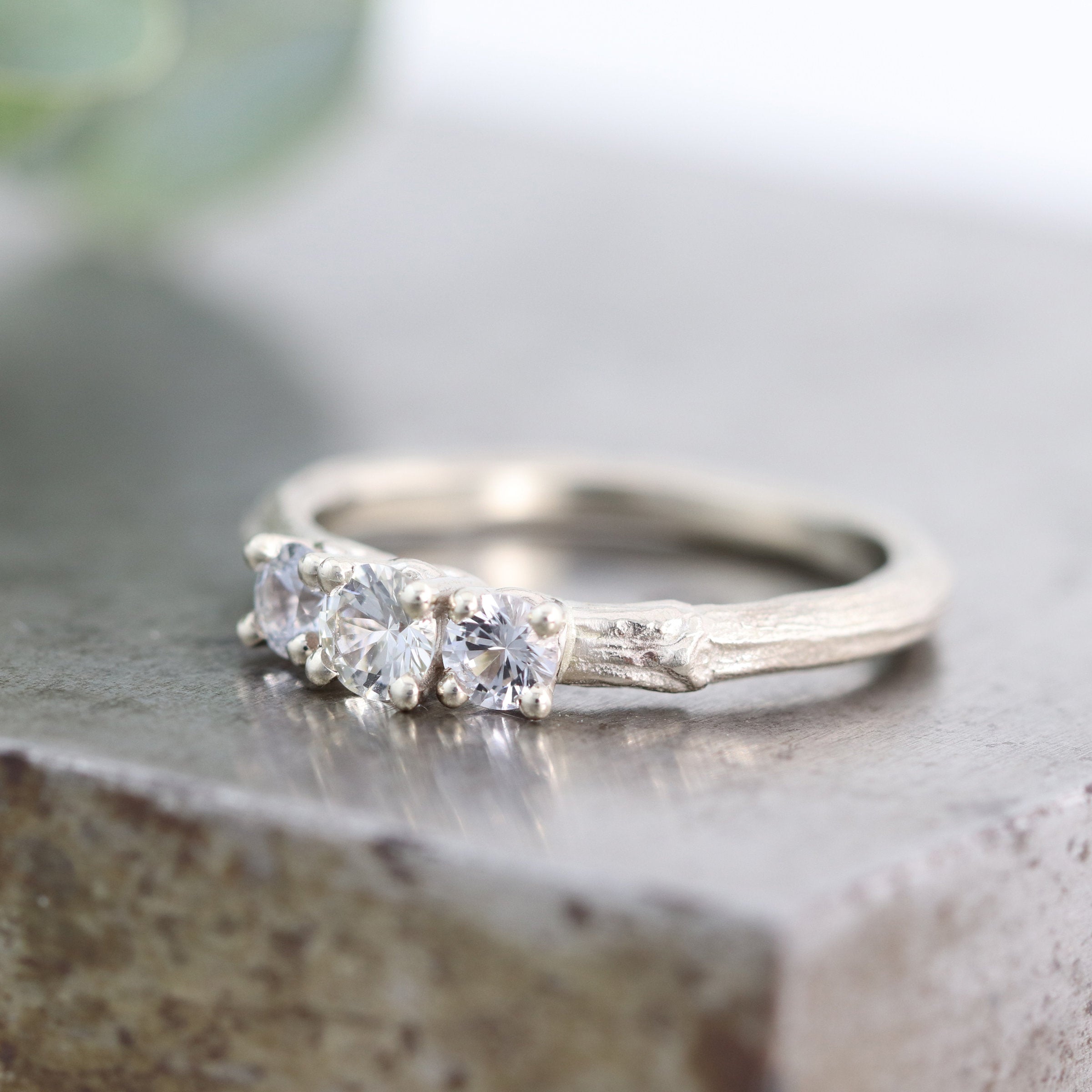 Three-Stone Sapphire Twig Ring