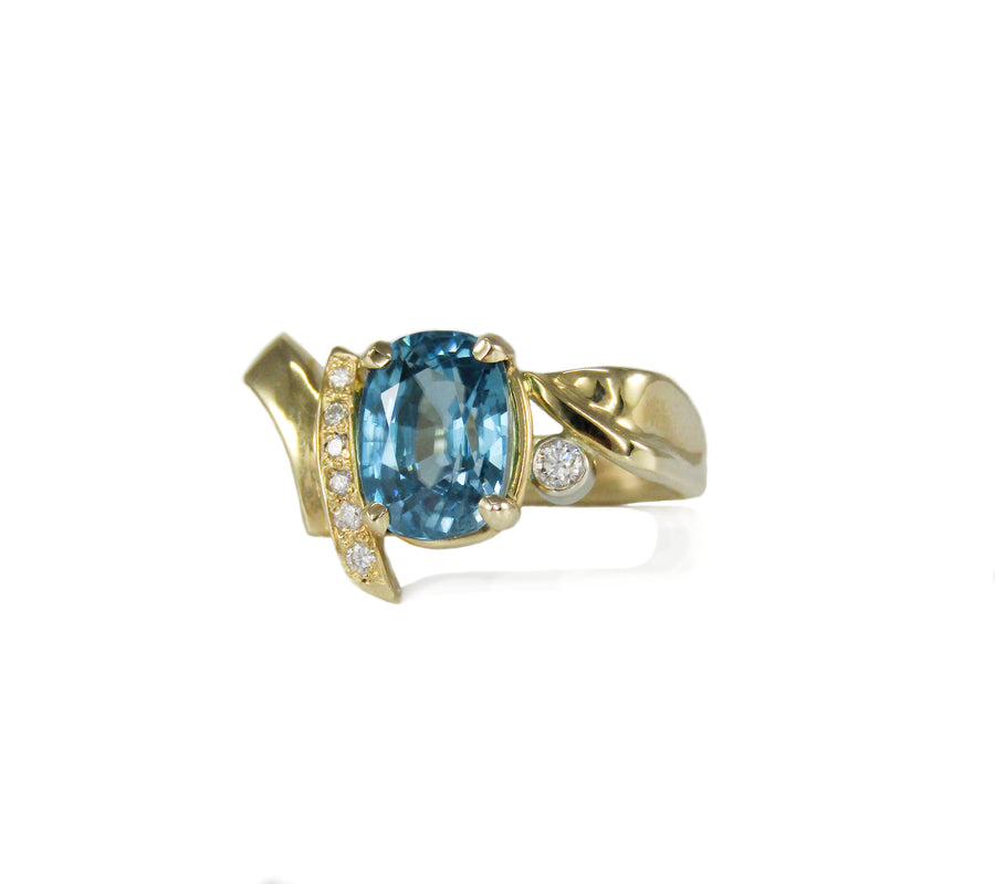 Natural Blue Zircon Ring