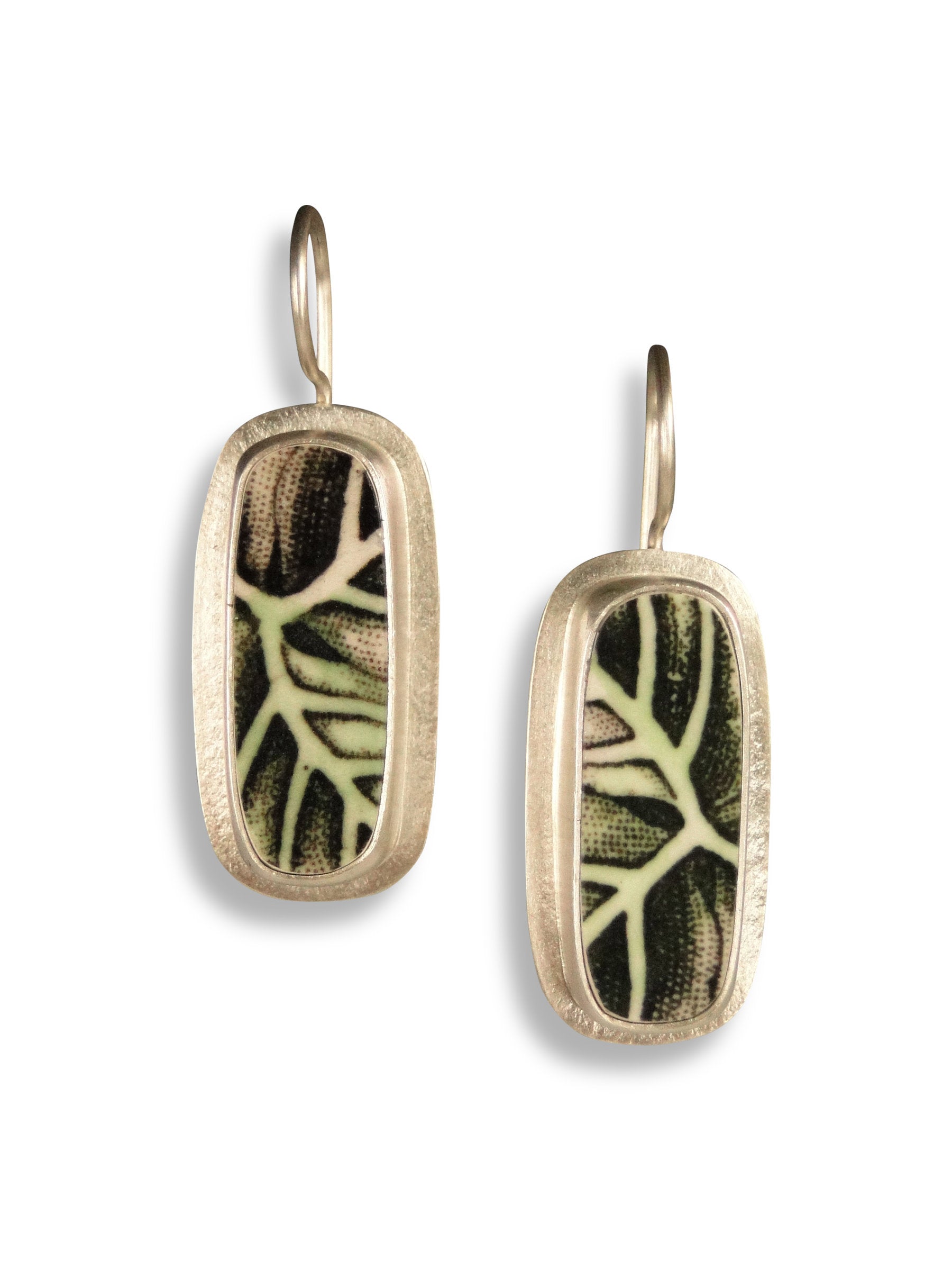 Rectangle Japanese Leaf Earrings