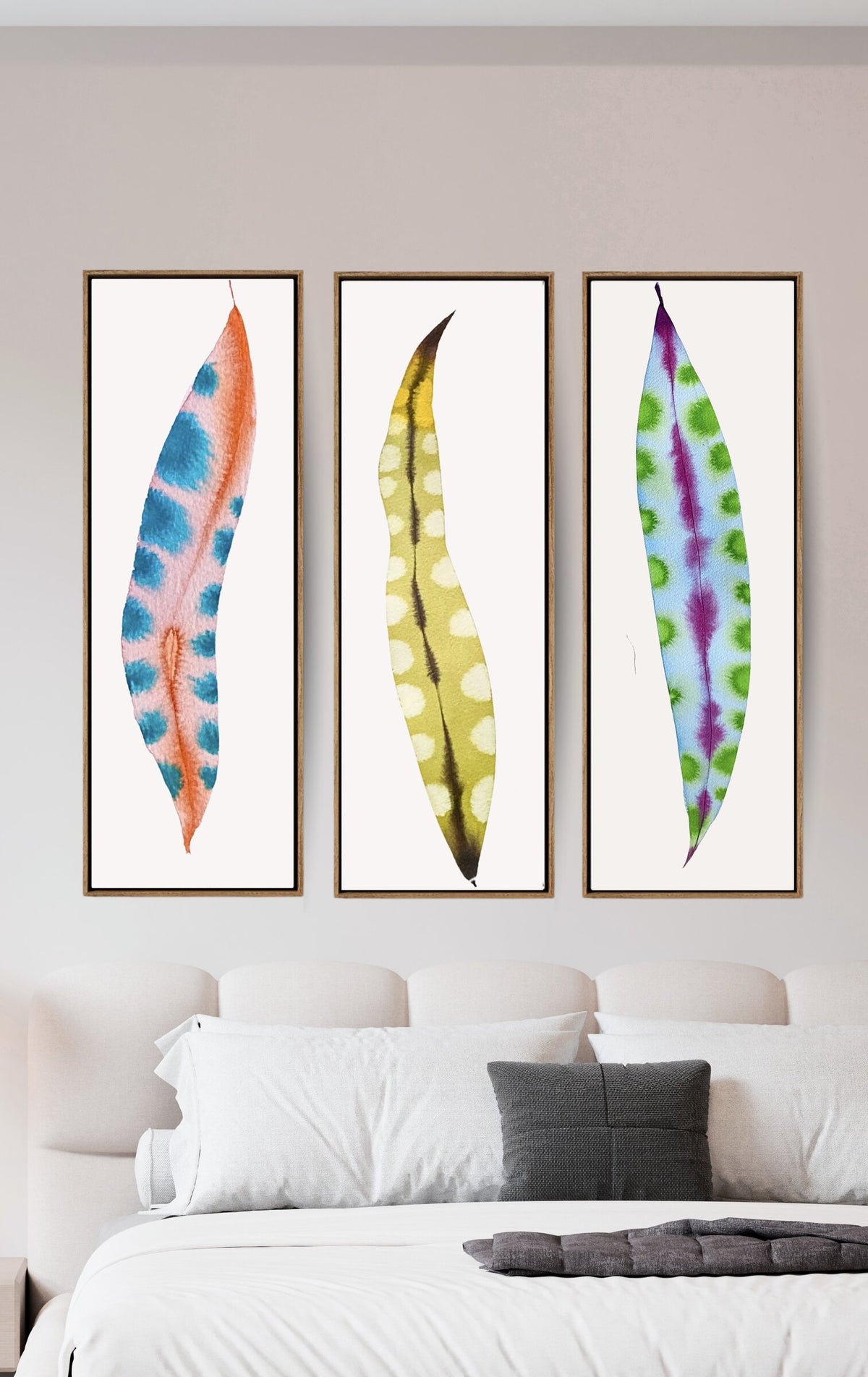 Feather Plant Leaf Triptych