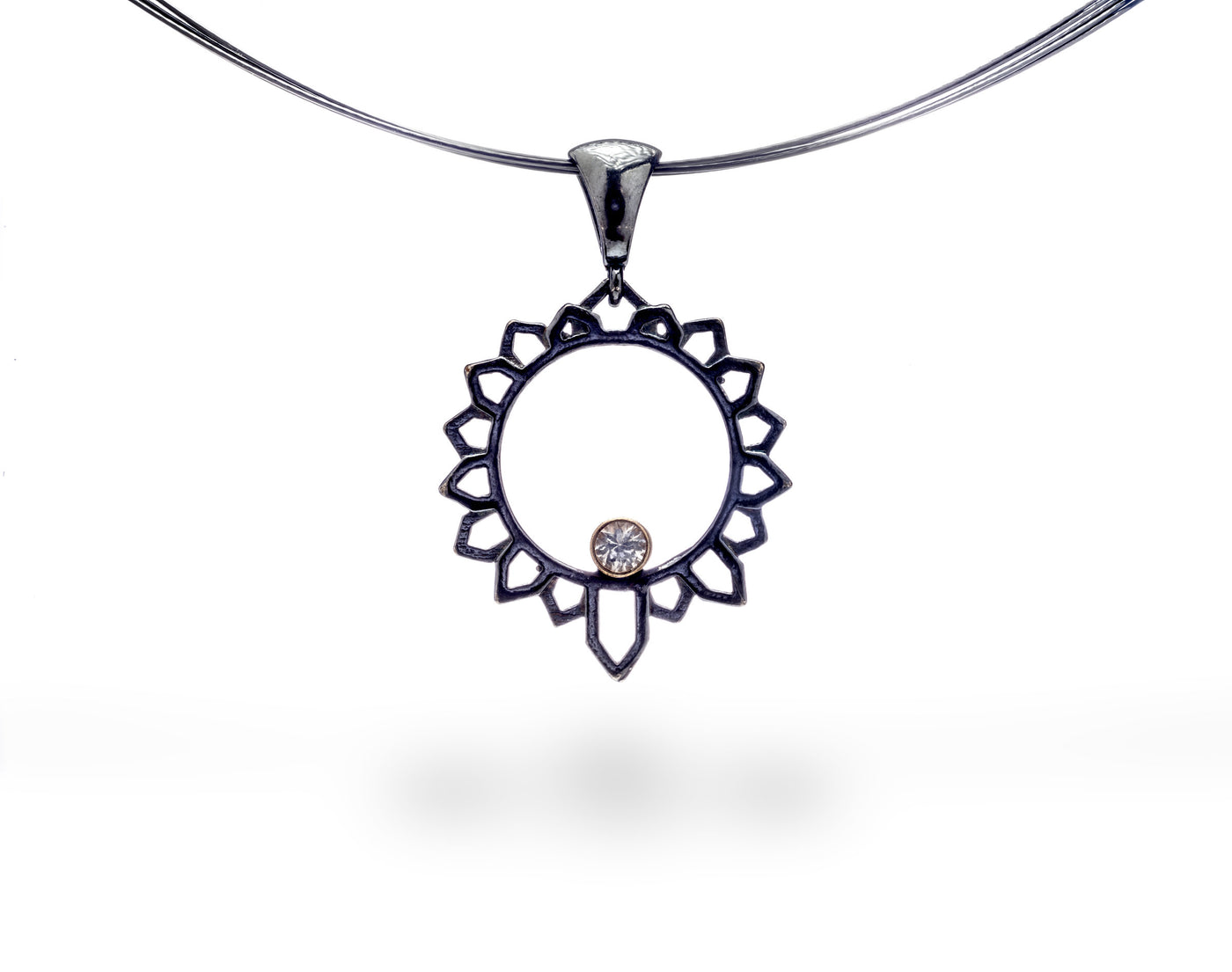 Sun Pendant with White Sapphire