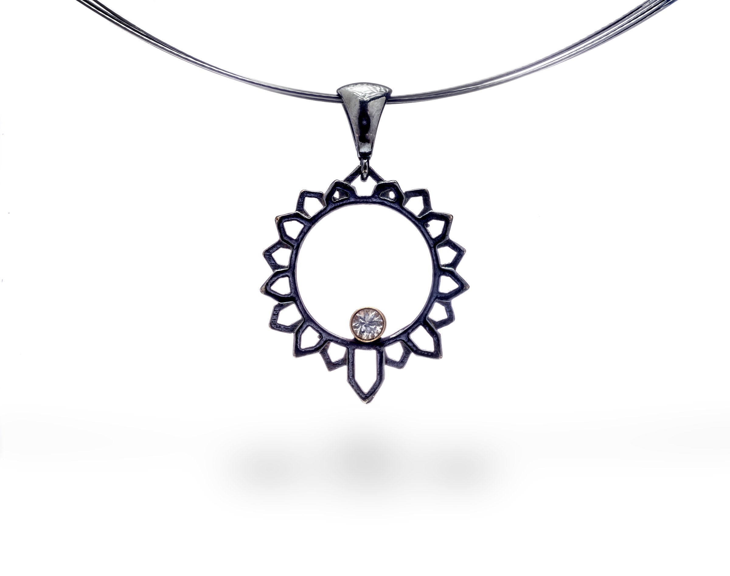 Sun Pendant with White Sapphire