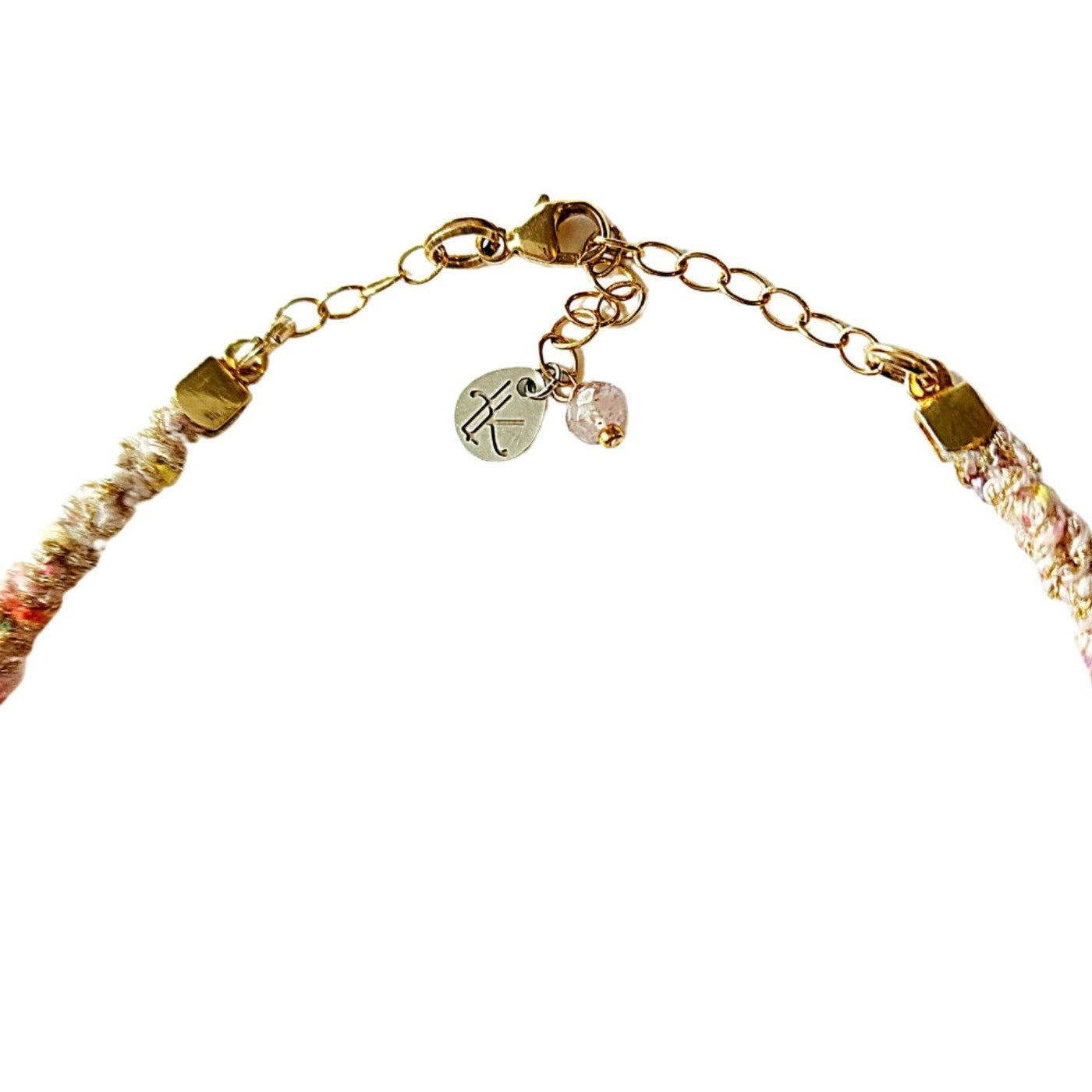 Edison Pearl, Pink Sapphires, and Silk Necklace