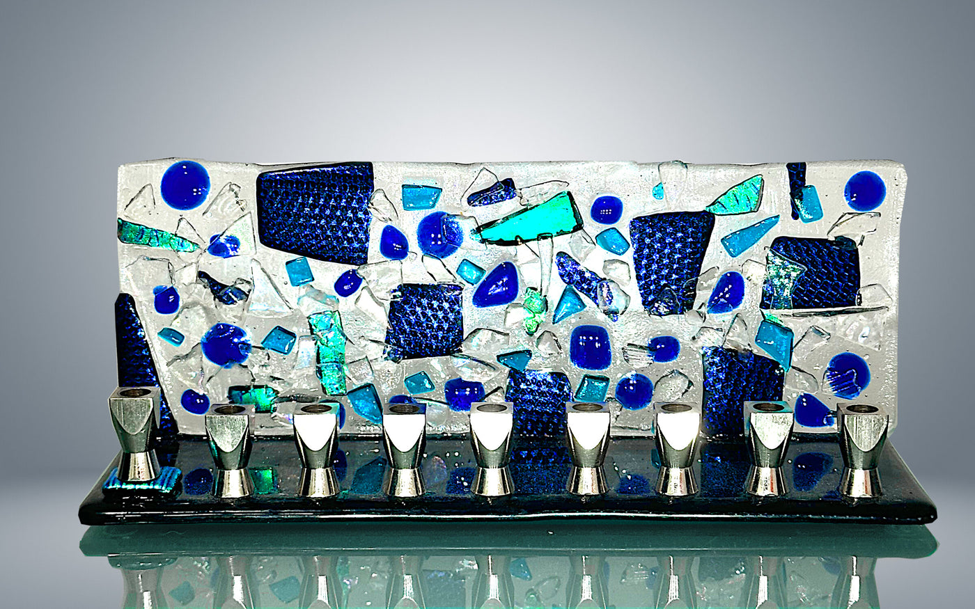 Blue Mosaic Menorah
