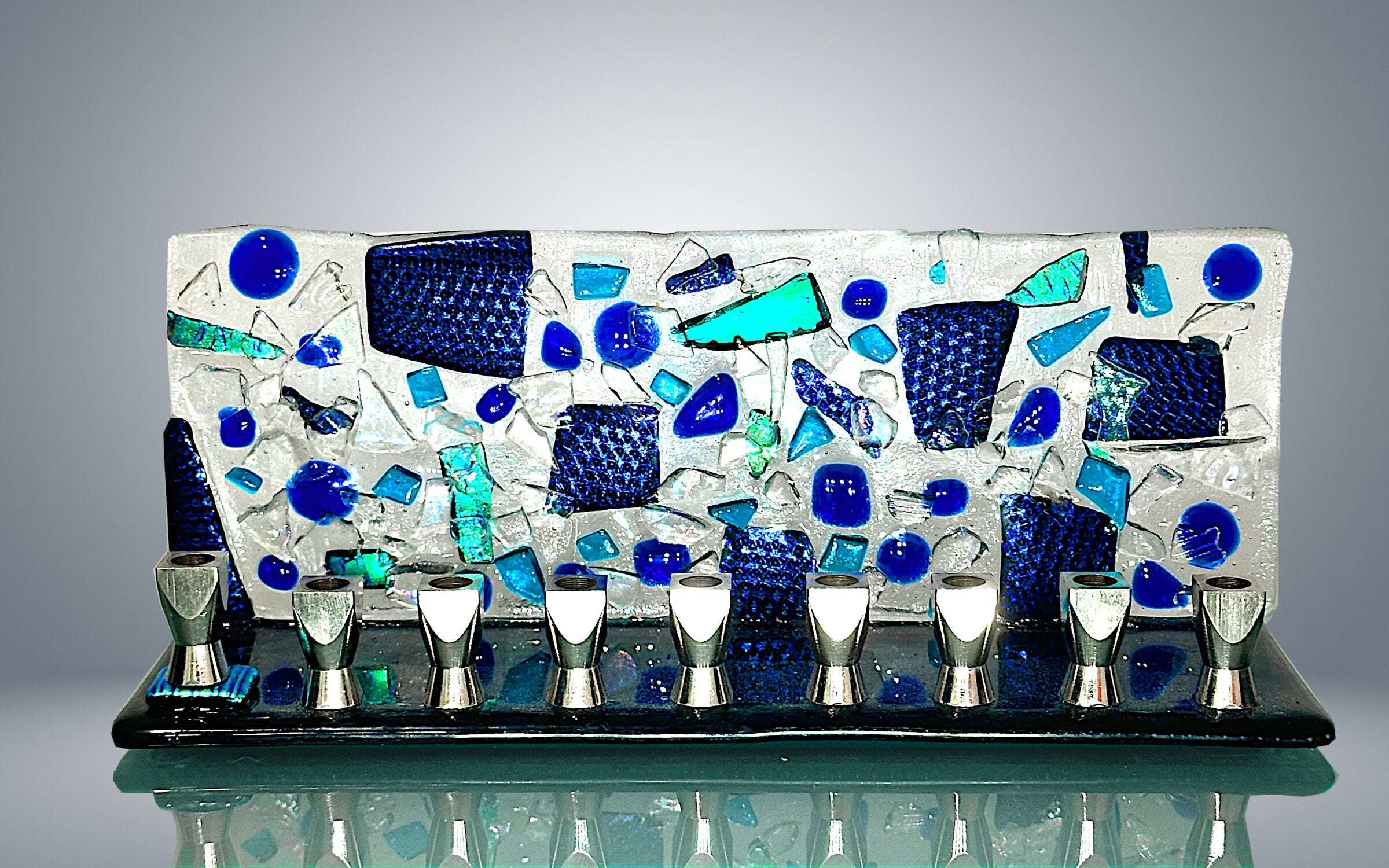 Blue Mosaic Menorah