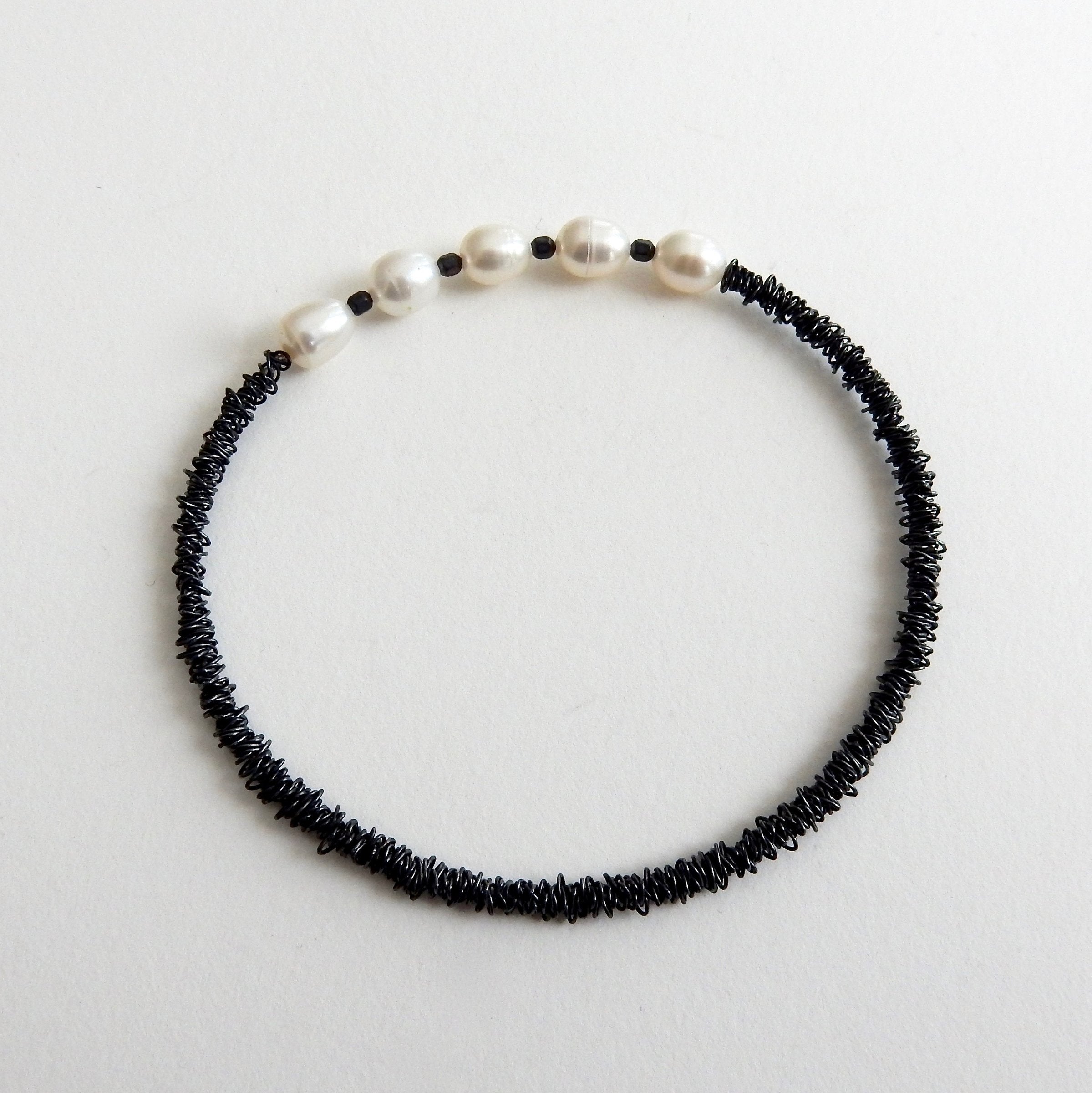 Silver and Pearl Bangle