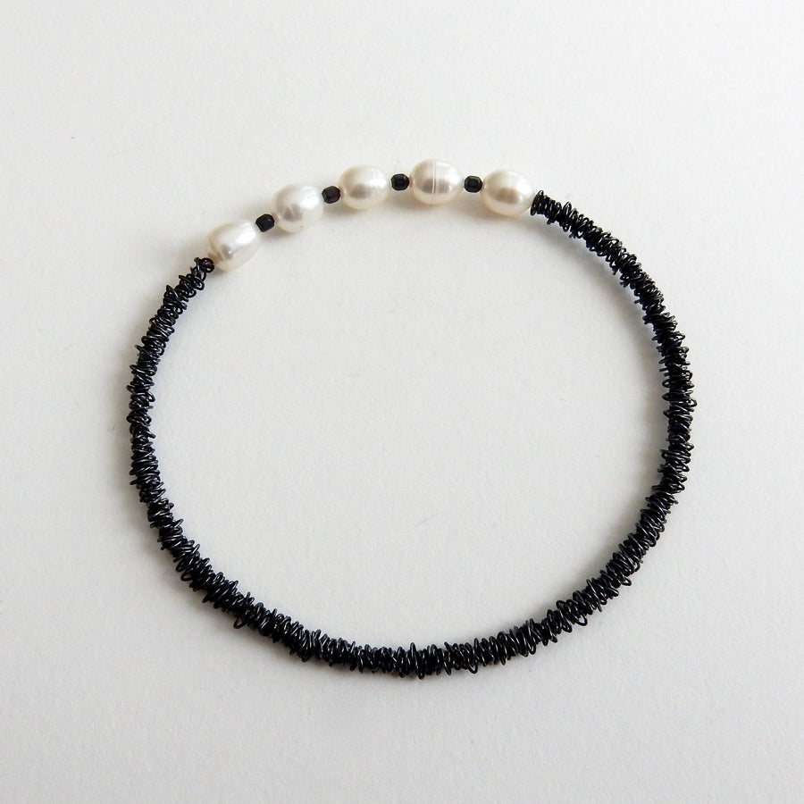 Silver and Pearl Bangle