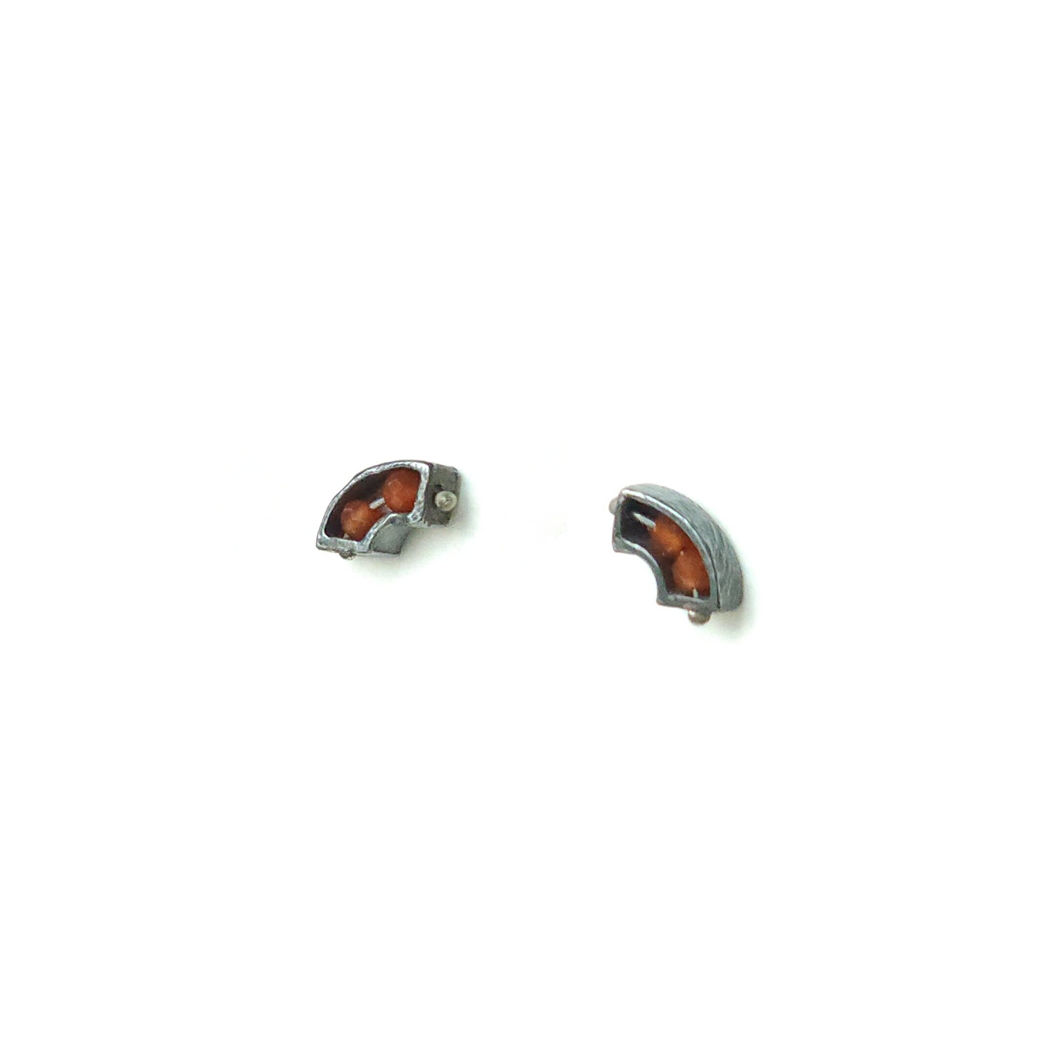 Carnelian Segment Half Arch Earrings
