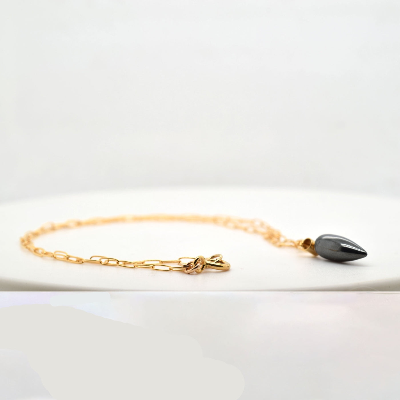 Hematite Drop Gold Necklace