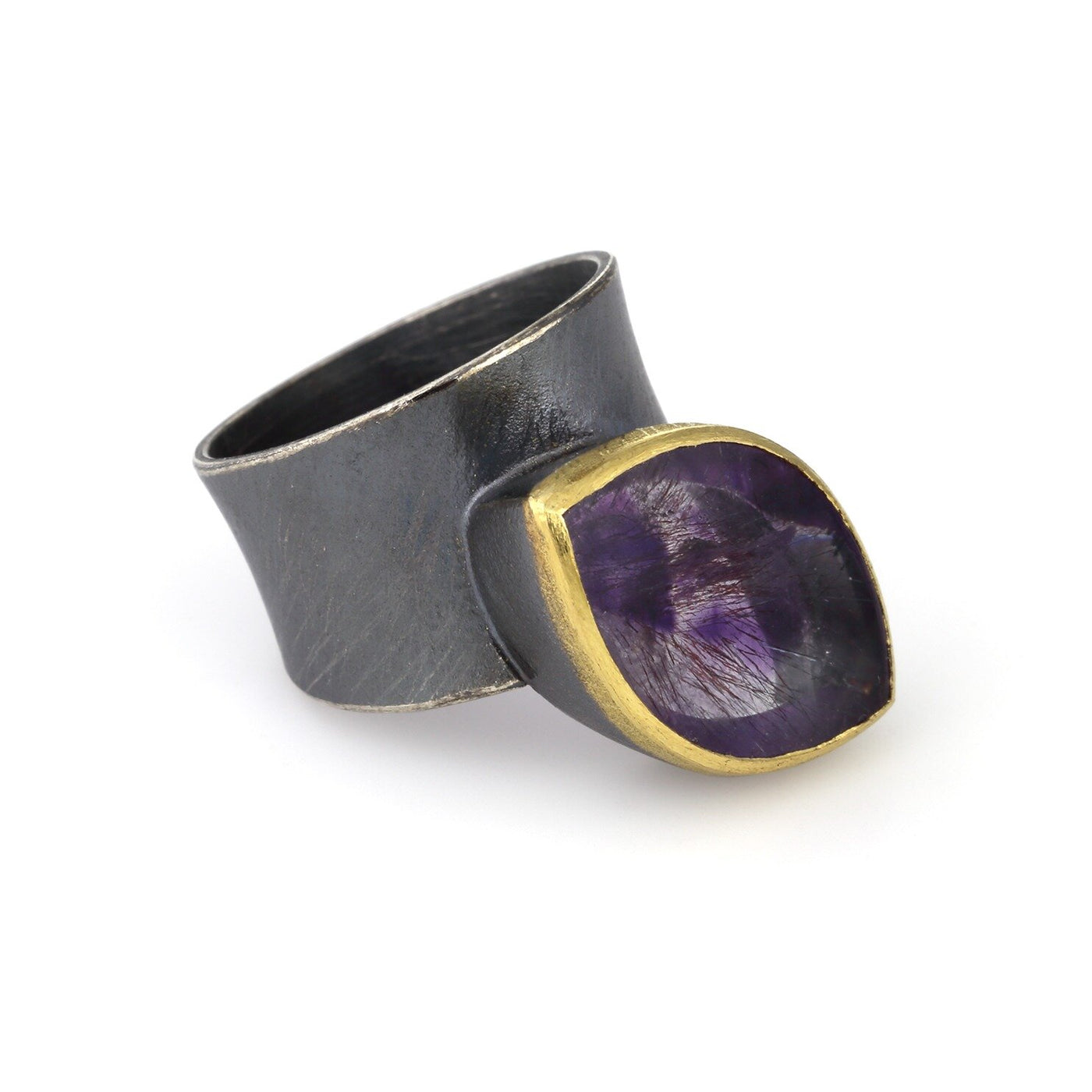 Amethyst Leaf Statement Ring