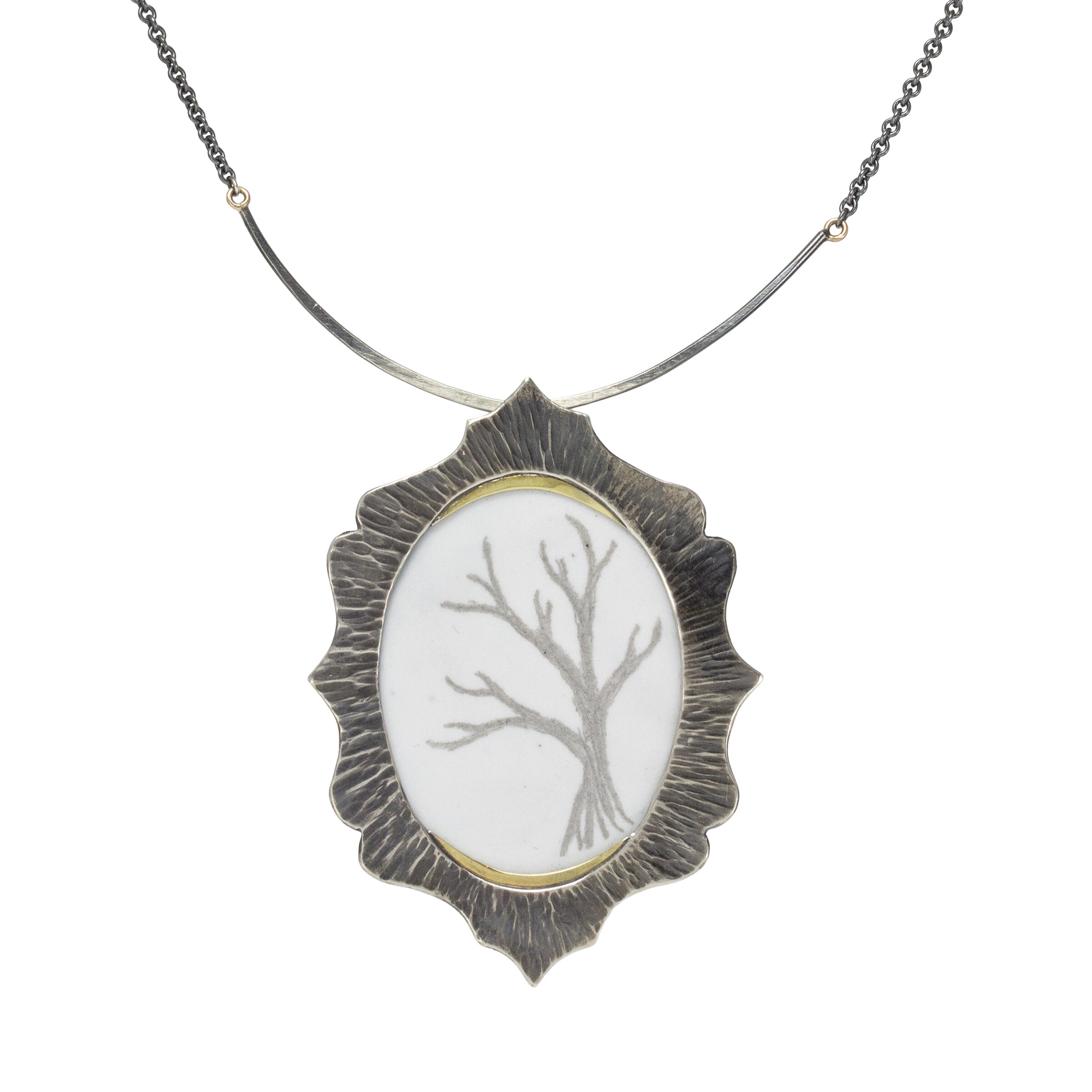 Tree Silhouette Necklace & Brooch