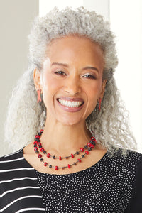 shown with the Coral Oxidized Necklace by Laurette O'Neil
