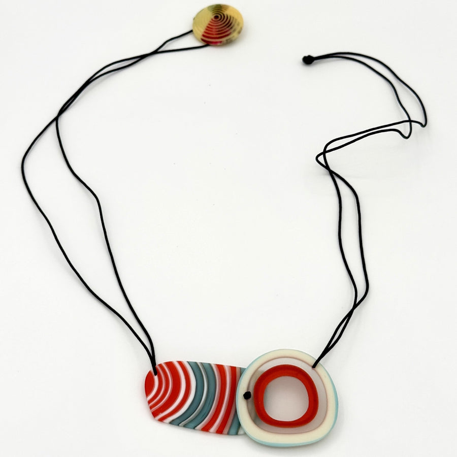 Turquoise & Red Lined Necklace