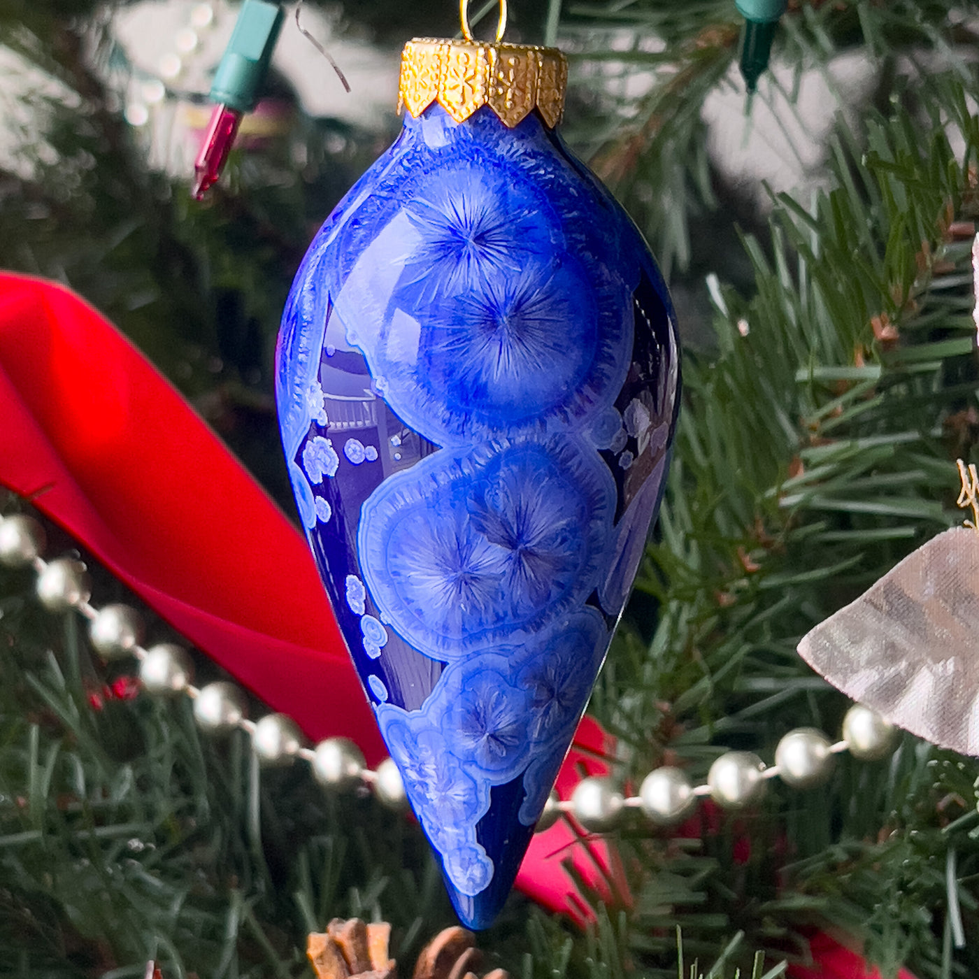 Crystalline Tear Ornament, Cobalt Ocean
