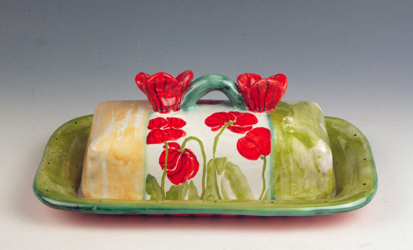 Poppies Butter Dish with Lid