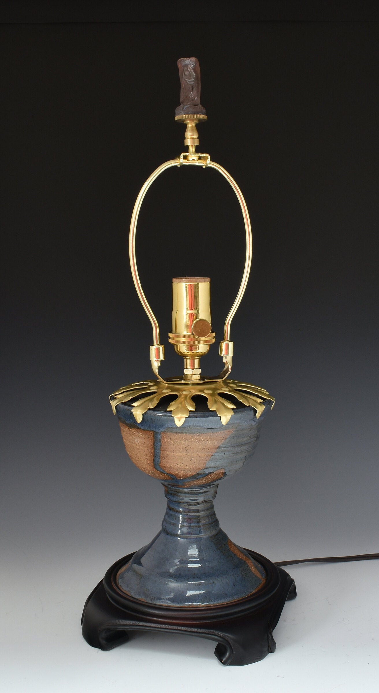 Chalice Stoneware Lamp with Amber Mica Shade