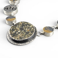 Pyrite & Gold Accent Hollow Necklace