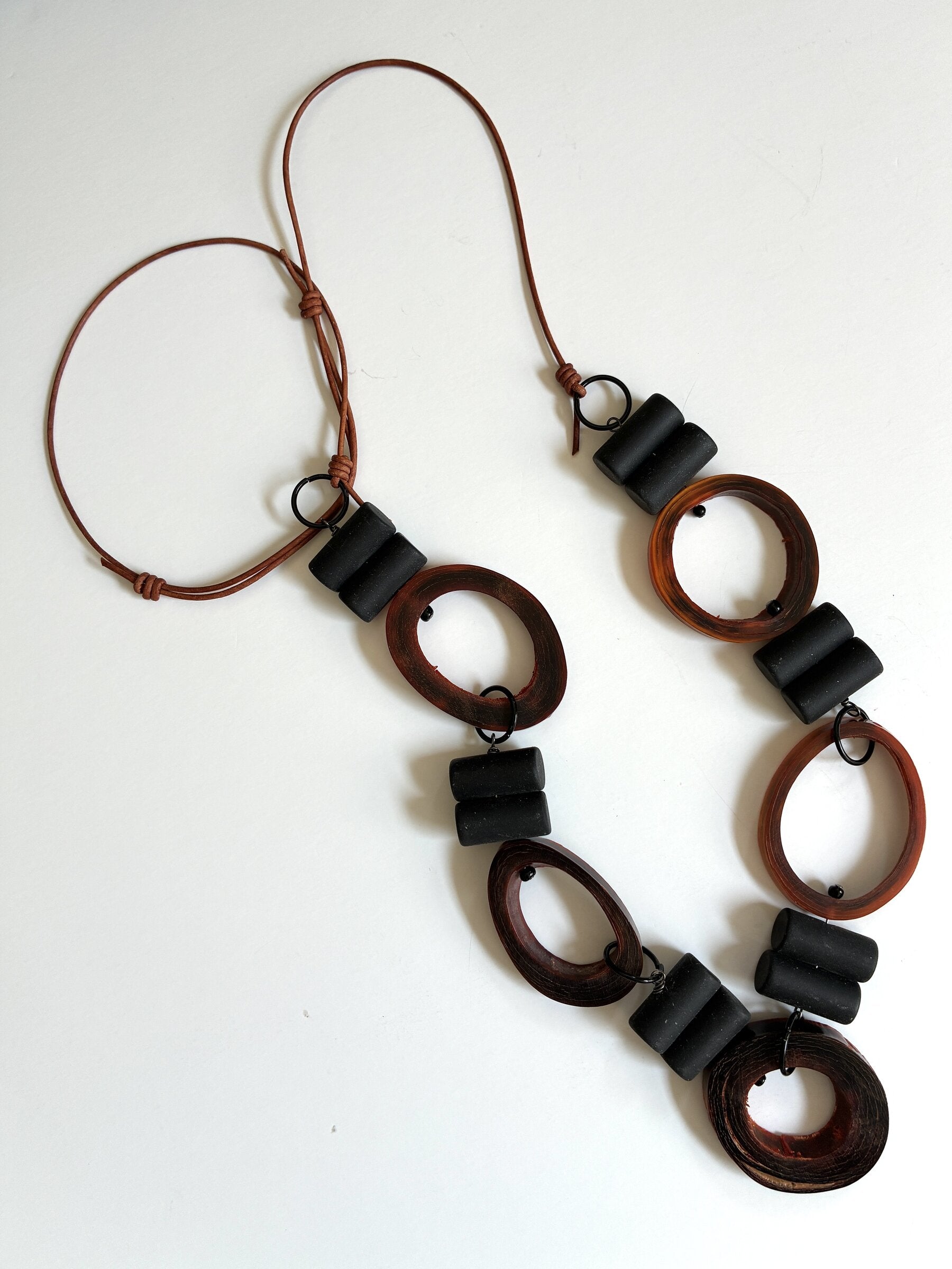 Horn Hoops & Leather Necklace