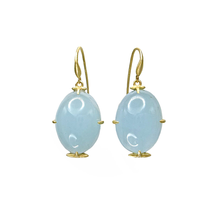 Aquamarine Oval Cab Frame Earrings