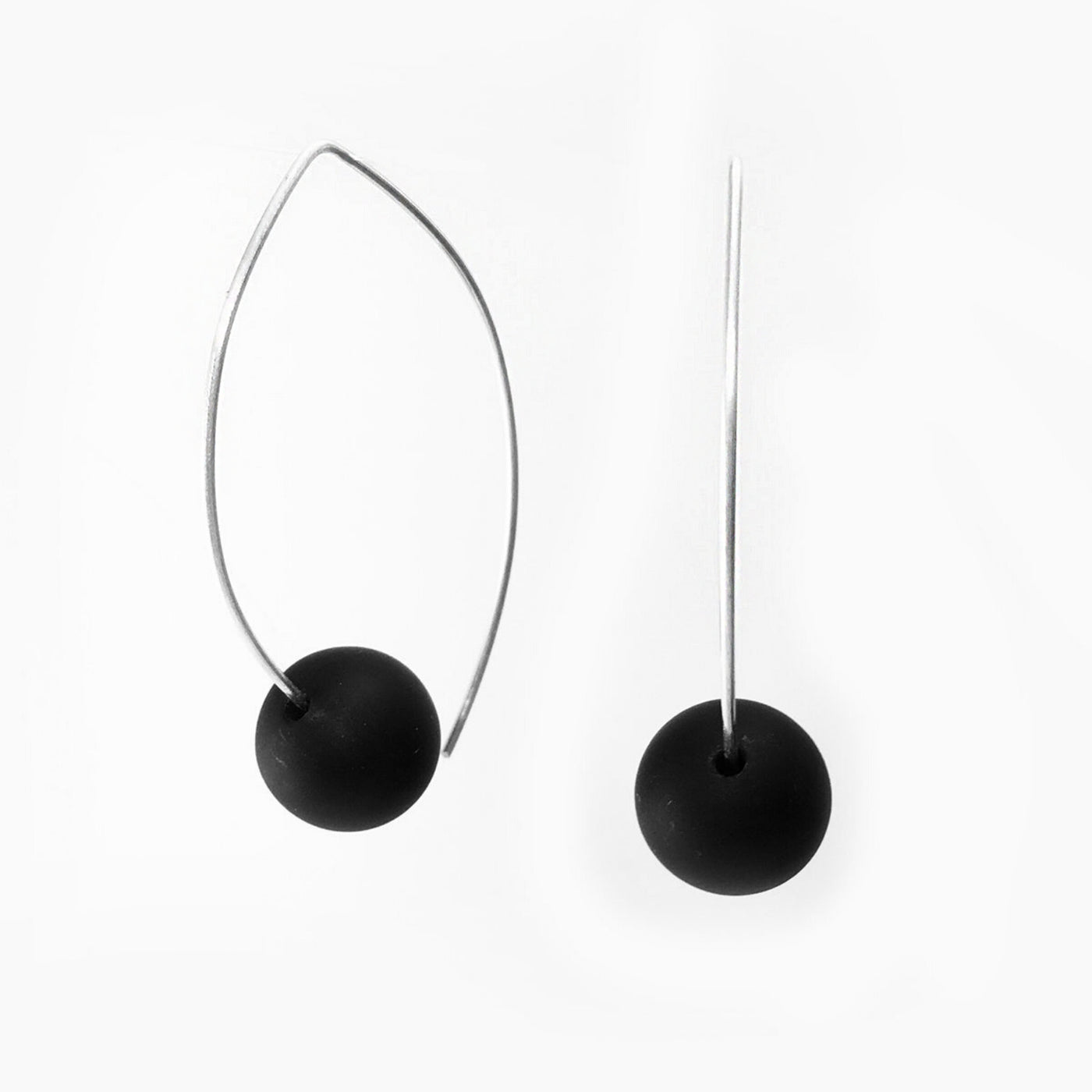 Onyx on Silver Wire Earrings