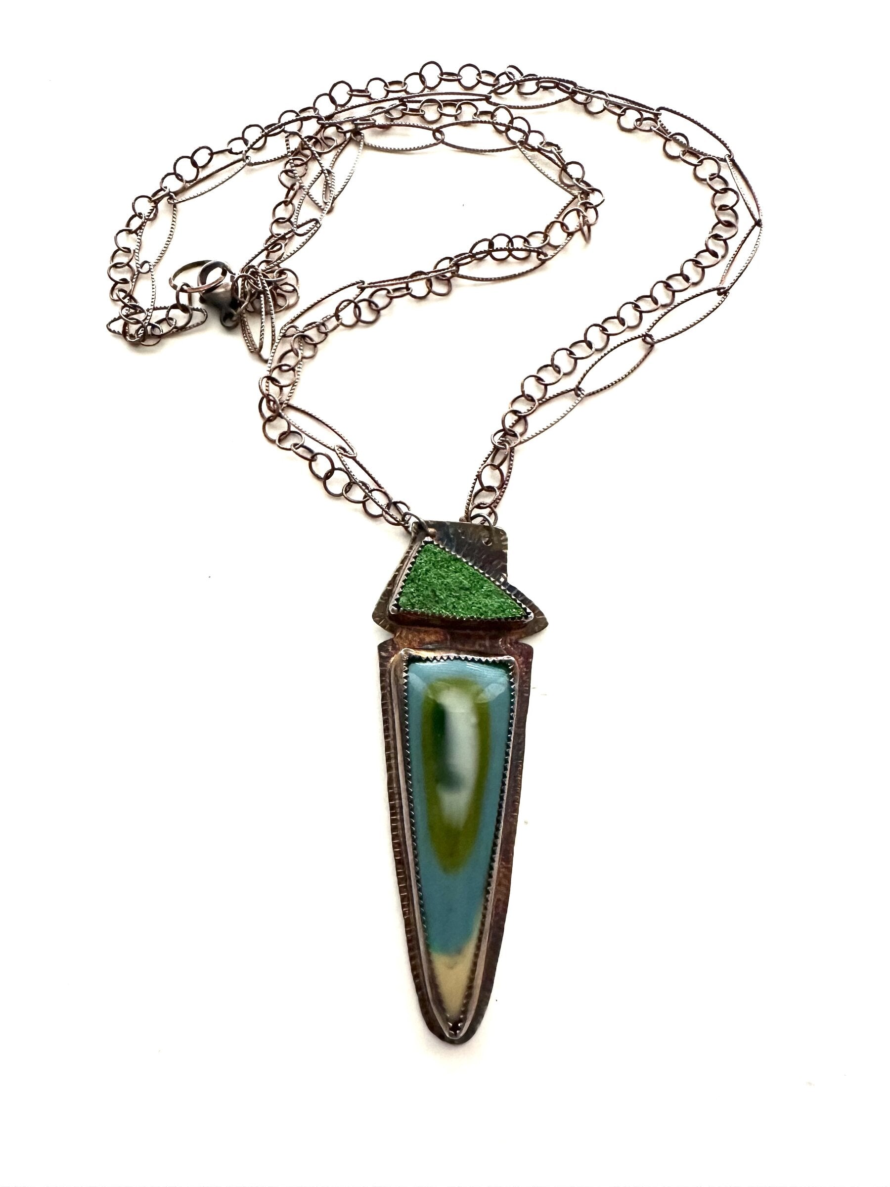Blue Green Totem Necklace