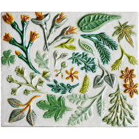 Spiral of Leaves Tile in Eggshell, Green, & Yellow