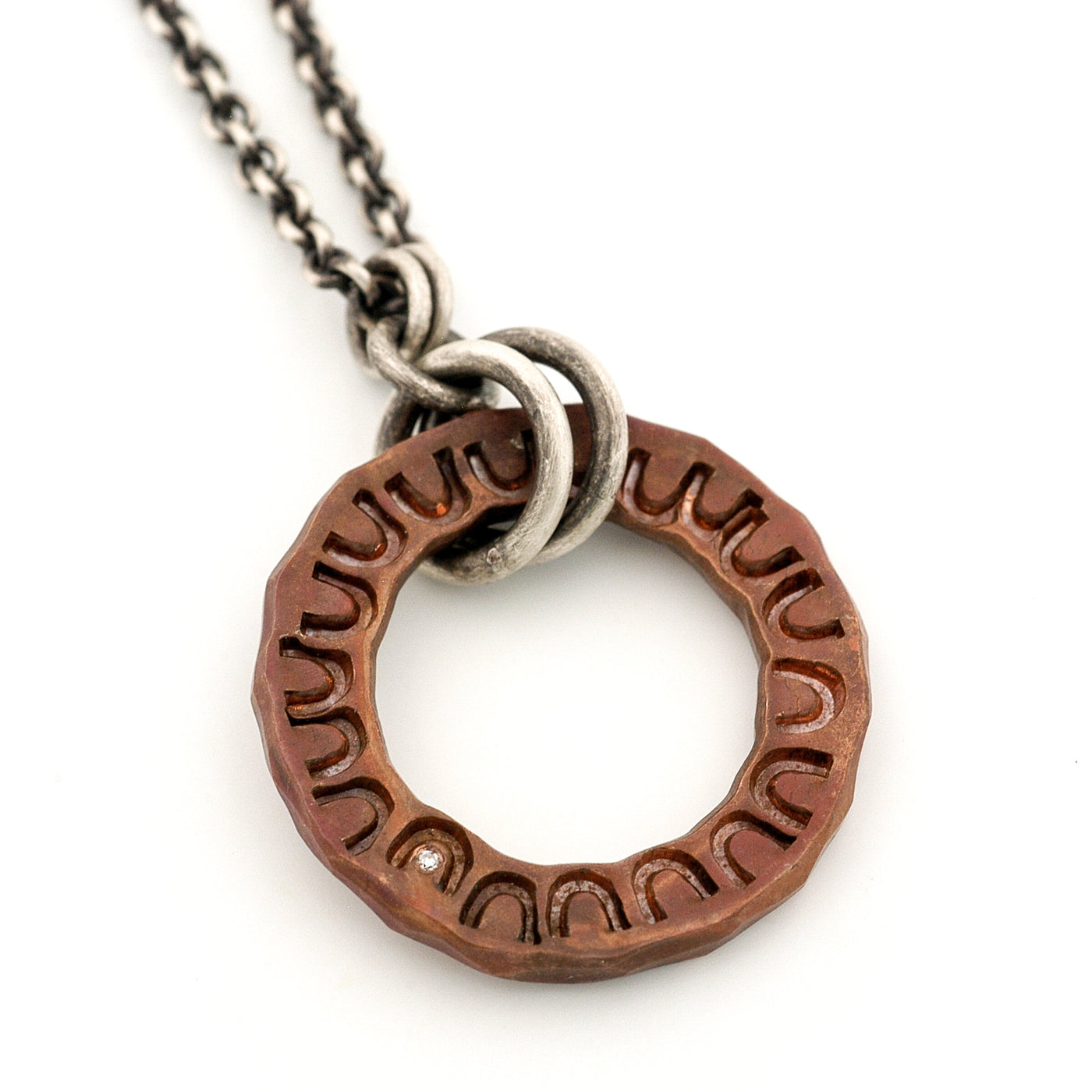 Stamped Copper Circle Pendant